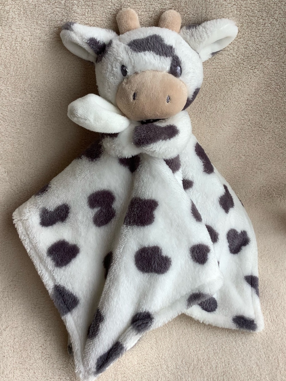 Caters Plush Cow Lovey Grey and White Security Blanket Toy 🐮